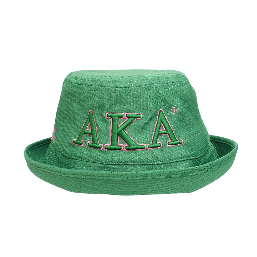 AKA Sorority Green Mesh Embroidered Bucket Hat