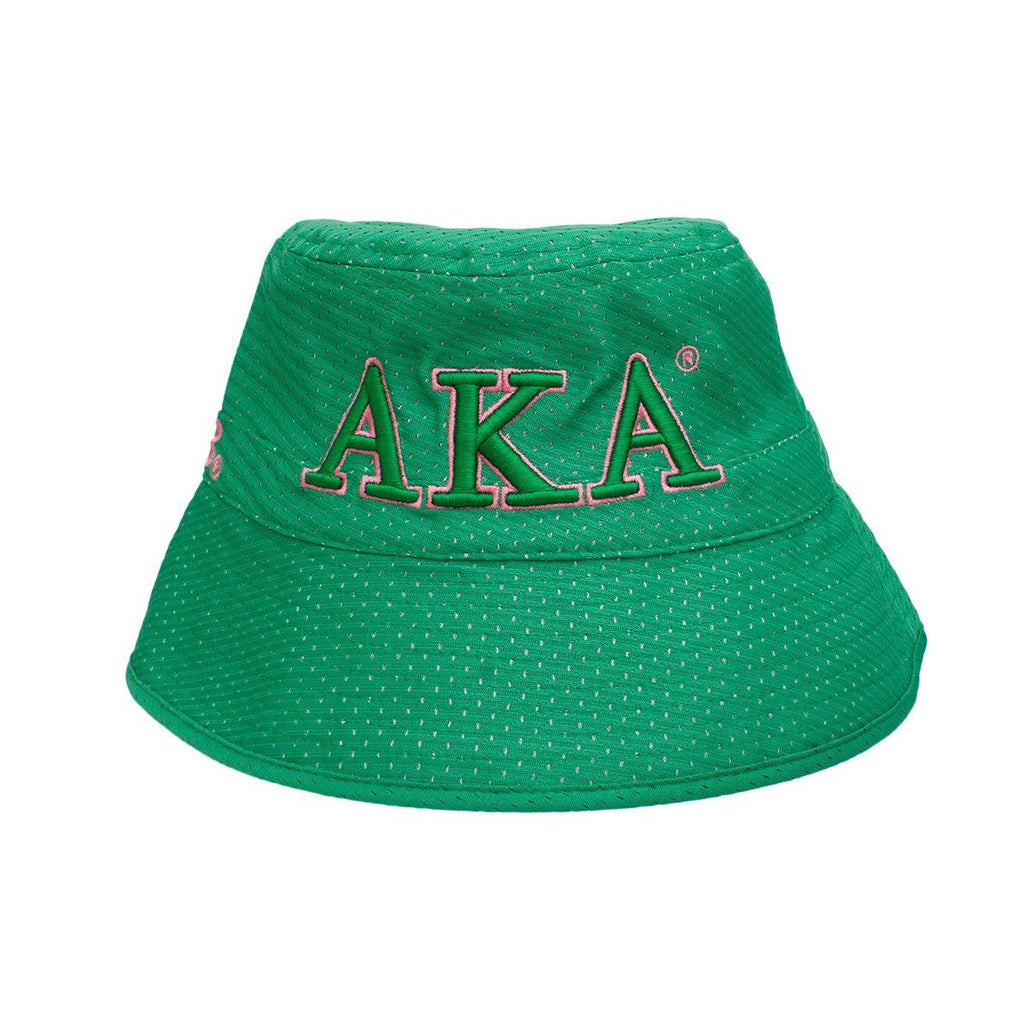 AKA Sorority Green Mesh Embroidered Bucket Hat