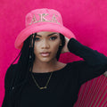 AKA Sorority Inspired Bucket Hat Pink Mesh Embroidered