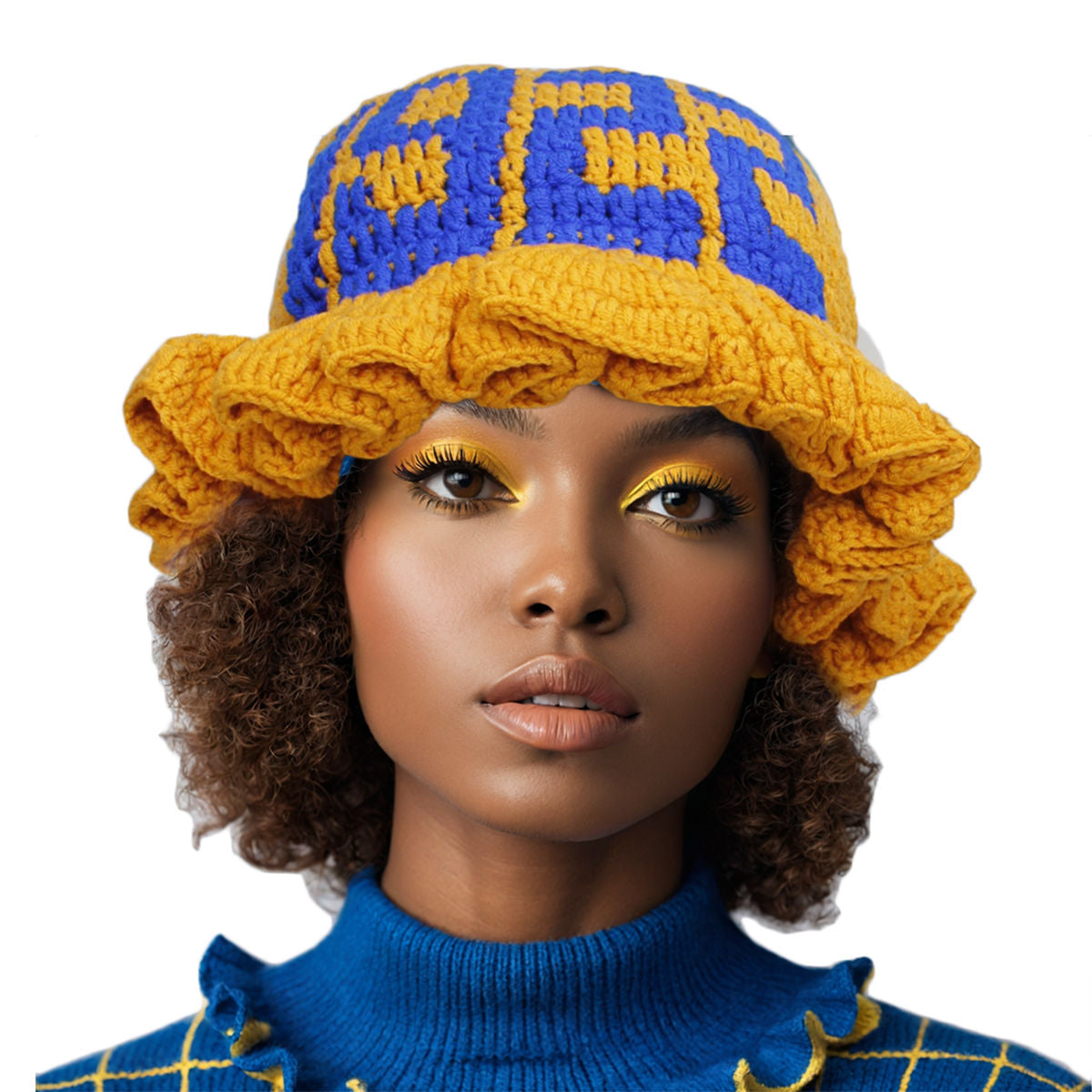 SGRHO Sorority Yellow Crochet Ruffle 1922 Bucket Hat