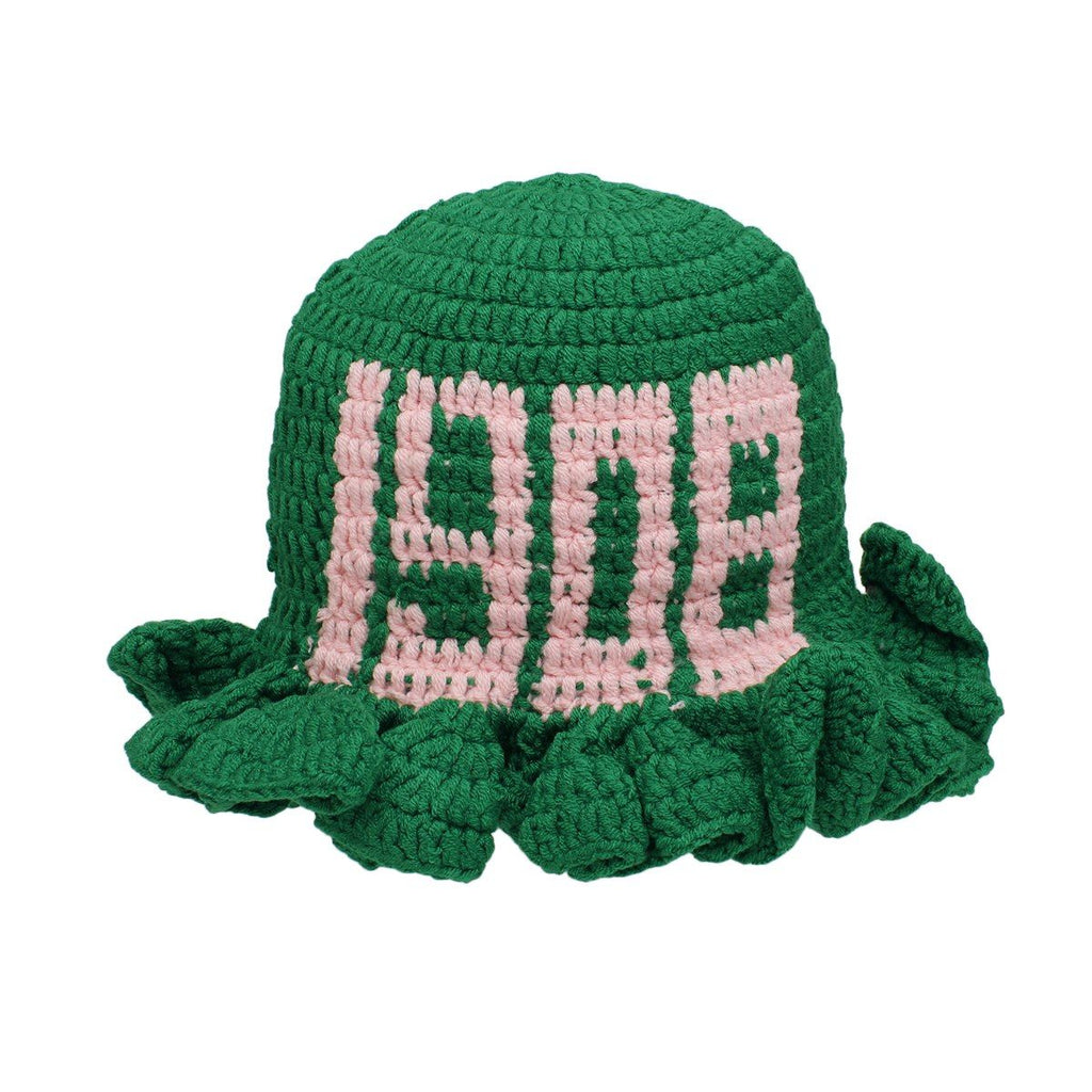 AKA Sorority Green Crochet Ruffle 1908 Bucket Hat