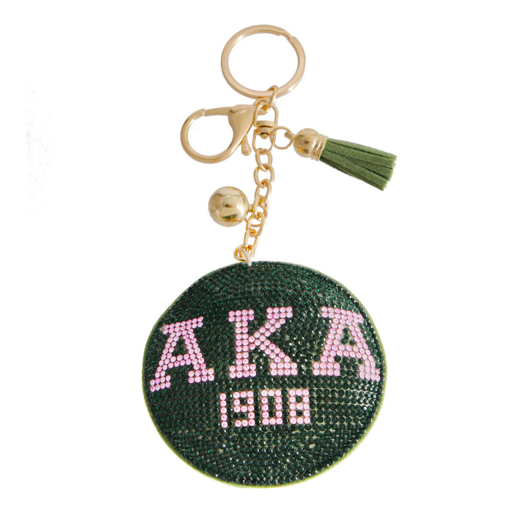 AKA Pink and Green Padded Alpha Kappa Alpha Inspired Sorority Keychain