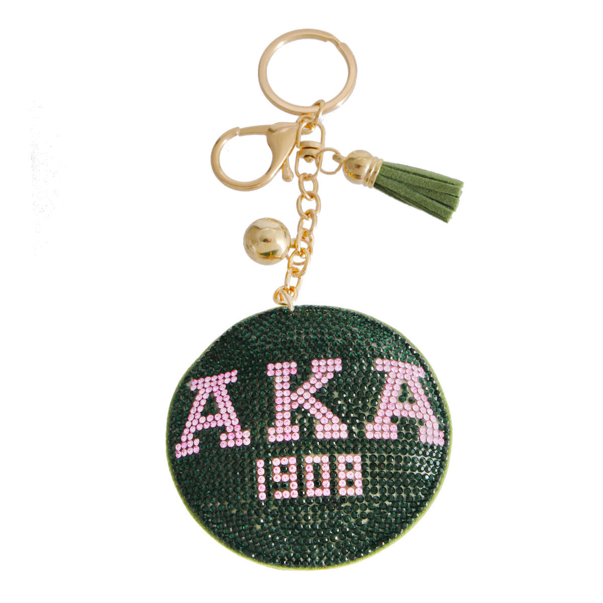 AKA Pink and Green Padded Alpha Kappa Alpha Inspired Sorority Keychain