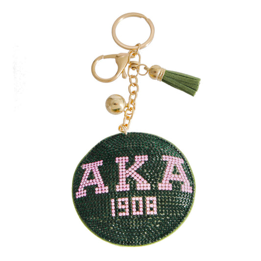 AKA Pink and Green Padded Alpha Kappa Alpha Sorority Keychain