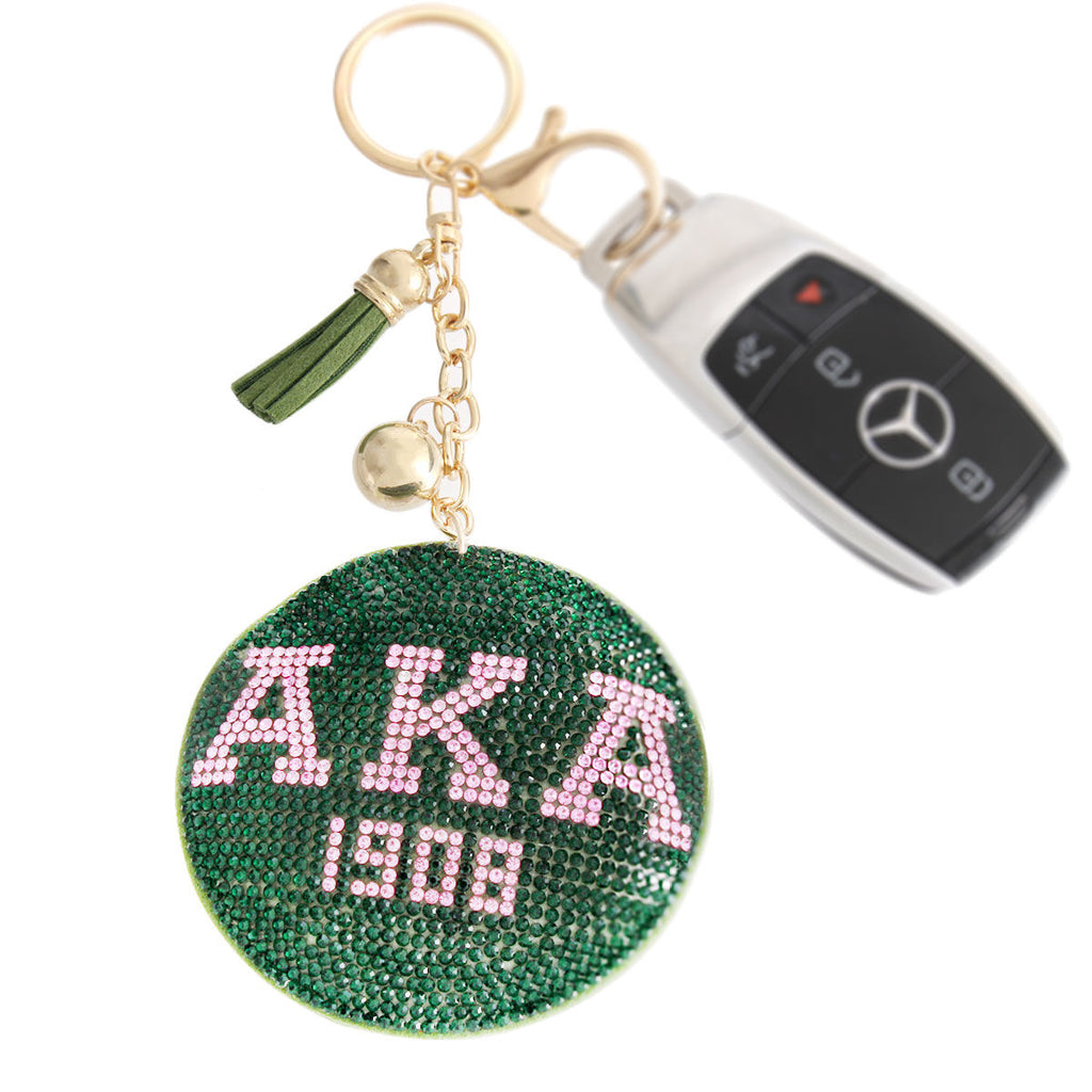 AKA Pink Green Padded Sorority Keychain Alpha Kappa Alpha
