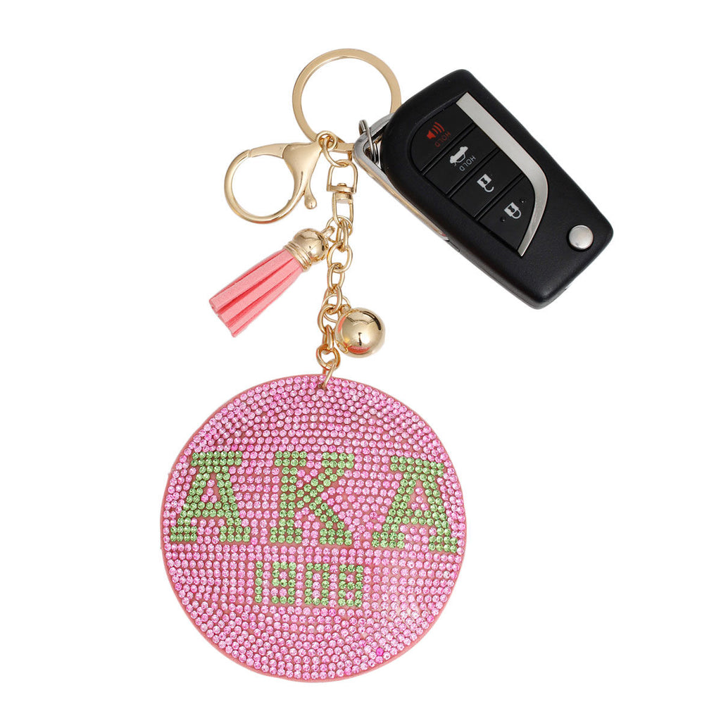  Alpha Kappa Alpha Inspired Keychain AKA Sorority Pink Padded Charm for Women