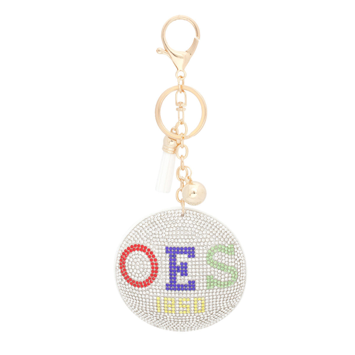 OES Sorority Inspired White Padded Sorority Keychain - Eastern Star
