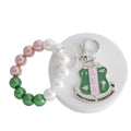 AKA Alpha Kappa Alpha Keychain Pink Green Pearl Shield 