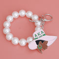 AKA Alpha Kappa Alpha Pink Green Hat Pearl Keychain