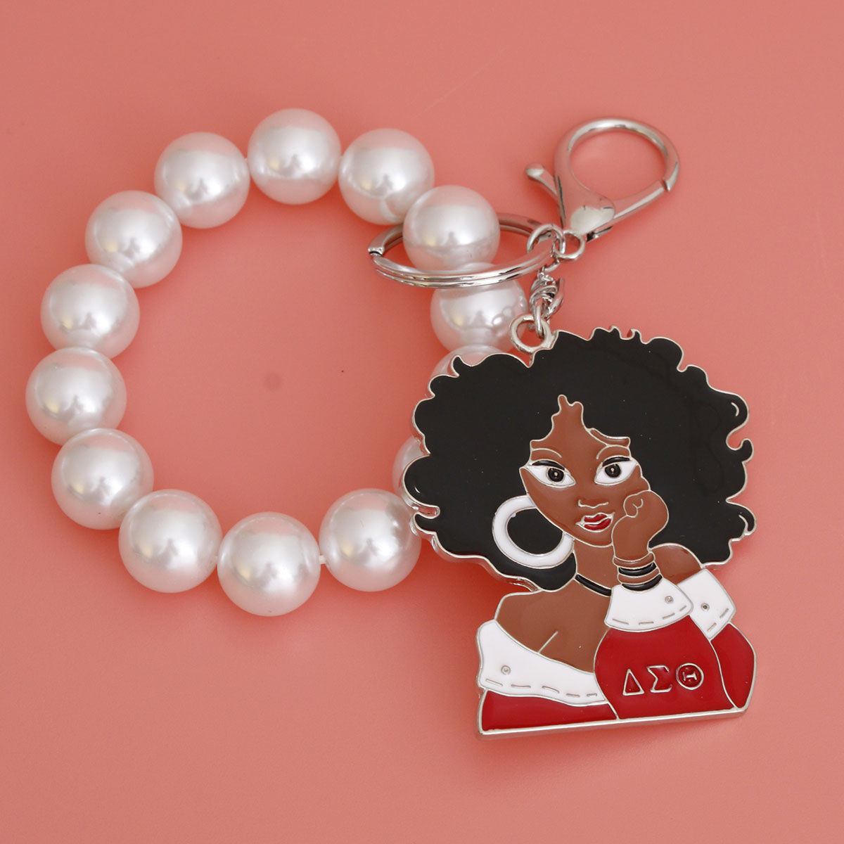DST Delta Sigma Theta Inspired Curly Haired Woman Keychain|7.85 x 2.25 inches