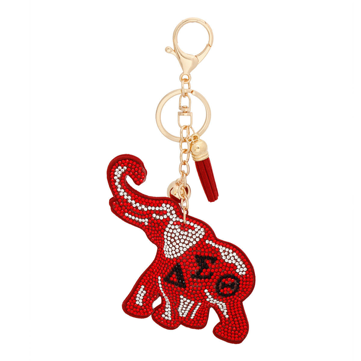 DST Delta Sigma Theta Sorority Elephant Red Padded Keychain
