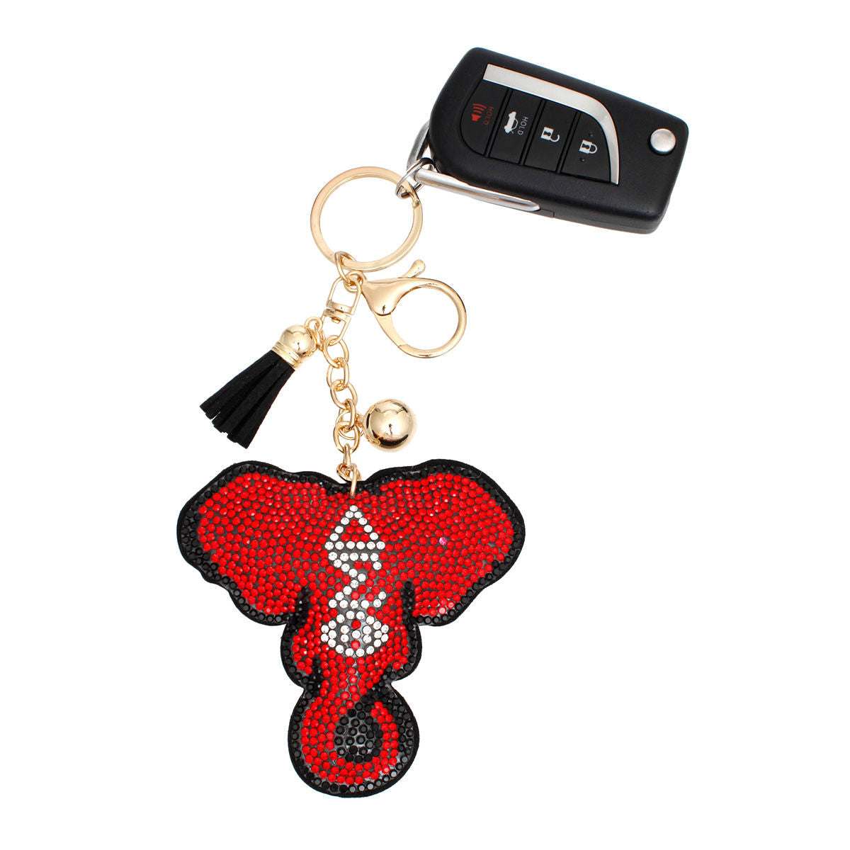 Delta Sigma Theta DST Sorority Elephant Head Red Padded Keychain