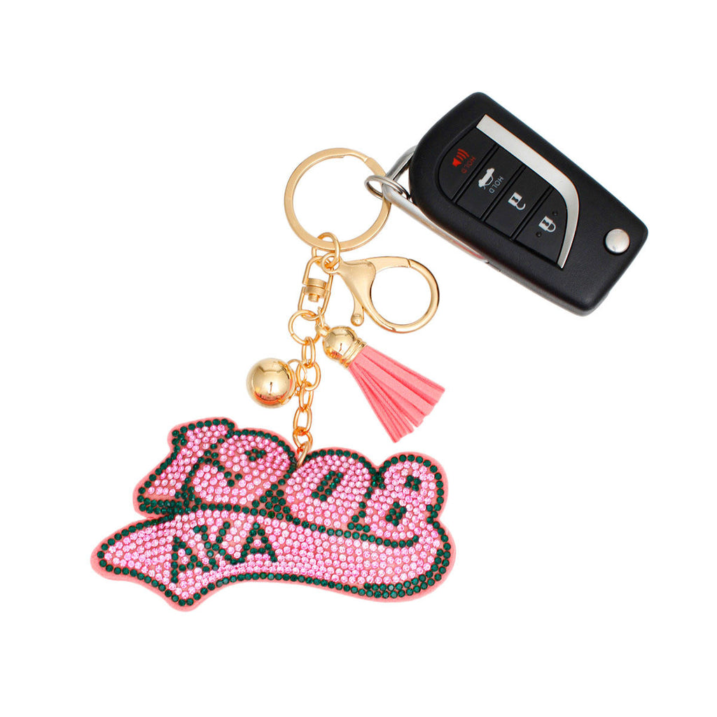AKA Sorority 1908 Pink Padded Alpha Kappa Alpha Keychain Clip