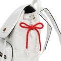 DST White Pearl and Red Cord Bows Heart Bag Clip