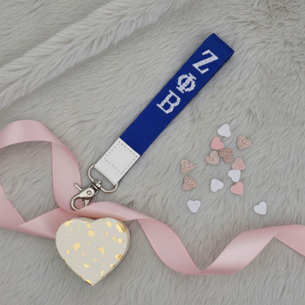 ZPB Blue Canvas Embroidered Wristlet Strap Clip