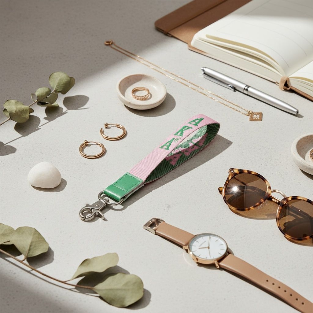 AKA Pink Canvas Embroidered Wristlet Strap Clip