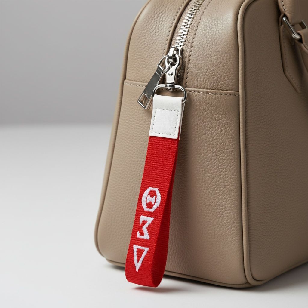 DST Red Canvas Embroidered Wristlet Strap Clip