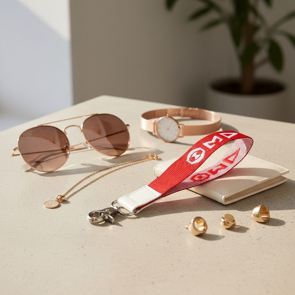 DST Red Canvas Embroidered Wristlet Strap Clip