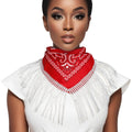 DST Inspired Scarf Red and White Bandana Bling Fringe Necklace