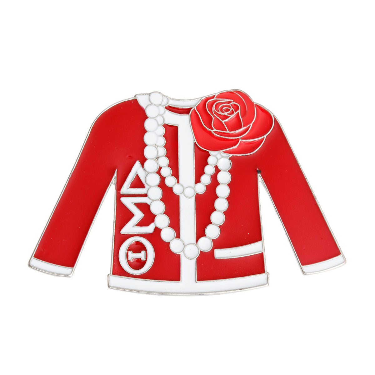 Delta Sigma Theta DST Red White Sweater Sorority Pin|2.15 x 3.25 inches