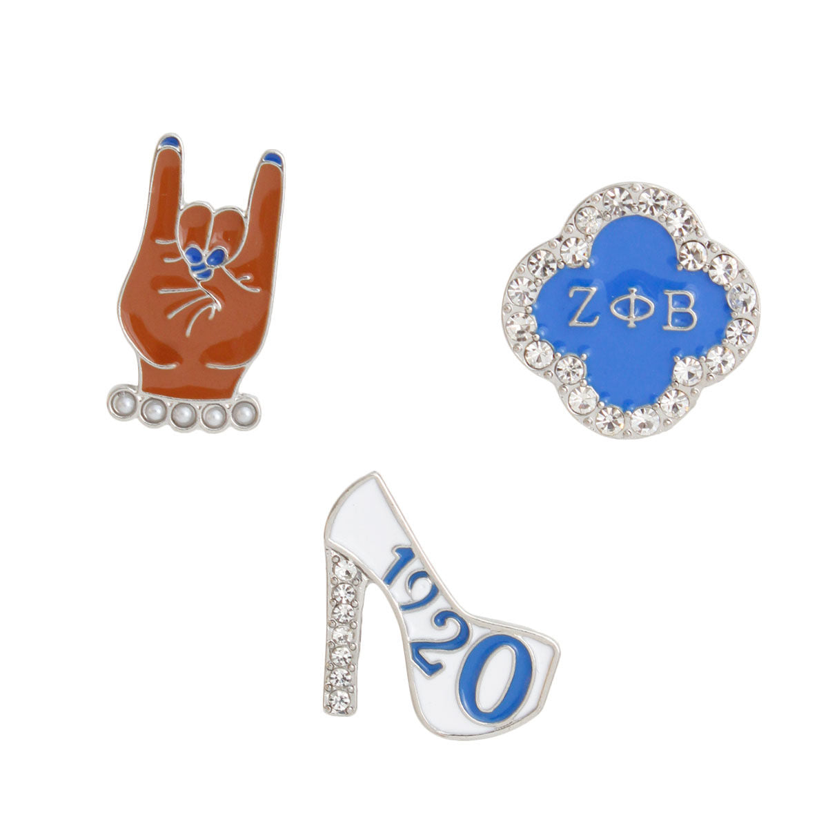 Zeta Phi Beta Blue White 3 Pcs ZPB Sorority Pins