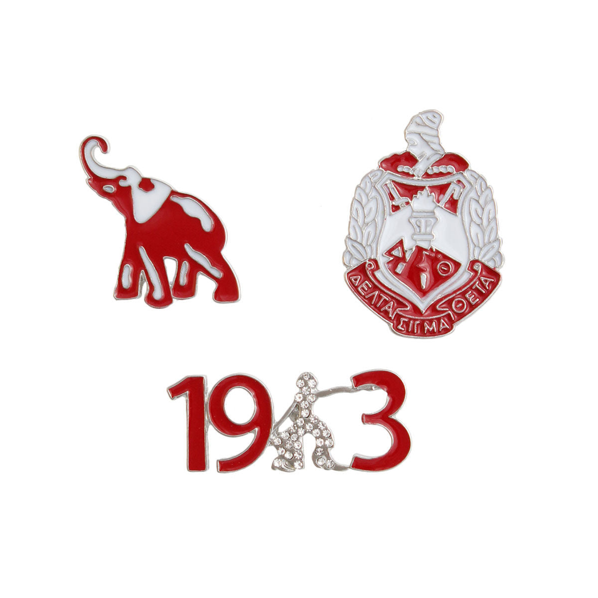 Delta Sigma Theta Red White Sorority DST Pin Set|1.35 inches
