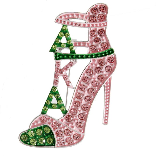 AKA Pink Green Heel Sorority Brooch Alpha Kappa Alpha