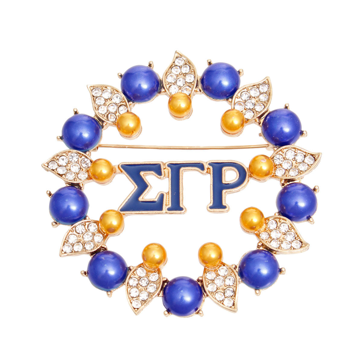 Sigma Gamma Rho Inspired Brooch Blue Gold Sigma Pearl Pin for Women