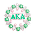 AKA Alpha Kappa Alpha Brooch Pink Green AKA Pearl Pin
