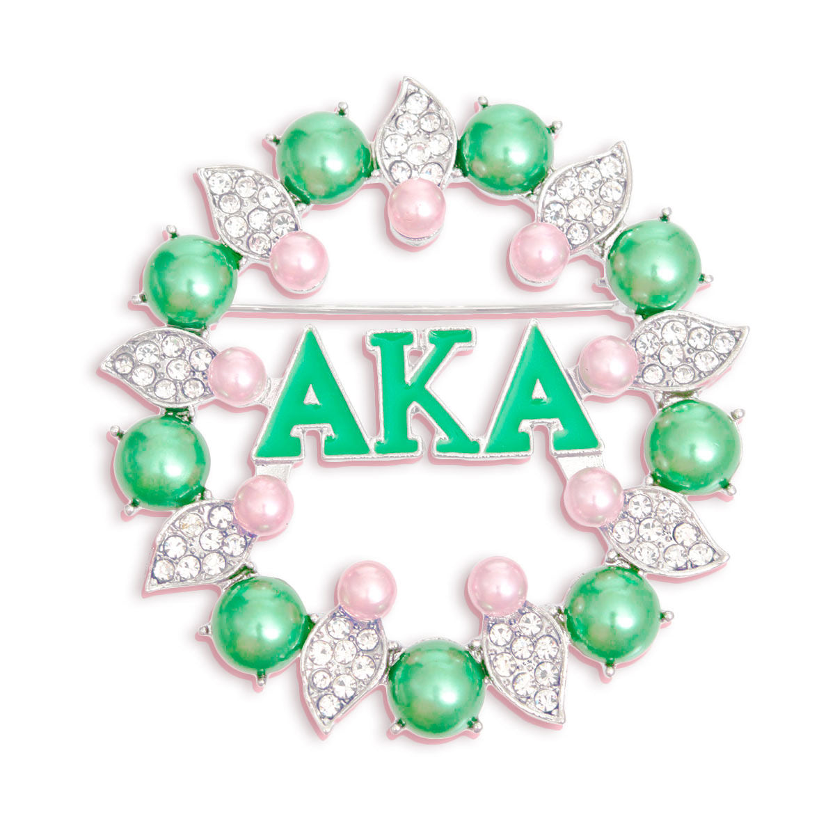 AKA Alpha Kappa Alpha Brooch Pink Green AKA Pearl Pin