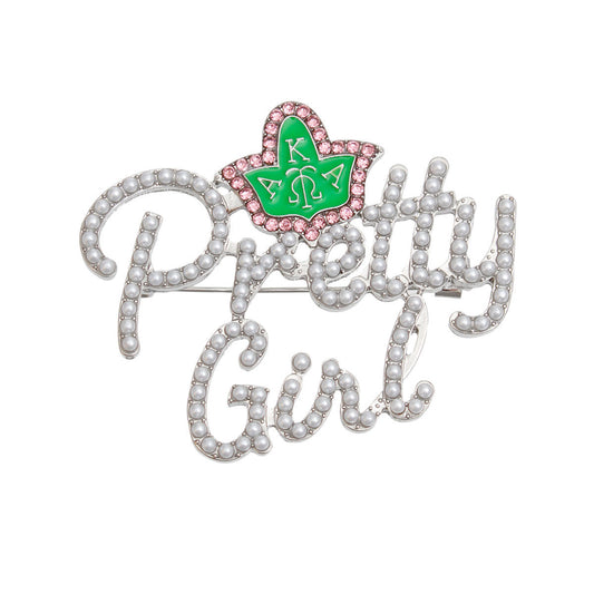 AKA Alpha Kappa Alpha Inspired Sorority Inspired Pretty Girl Pearl Pin Brooch Women