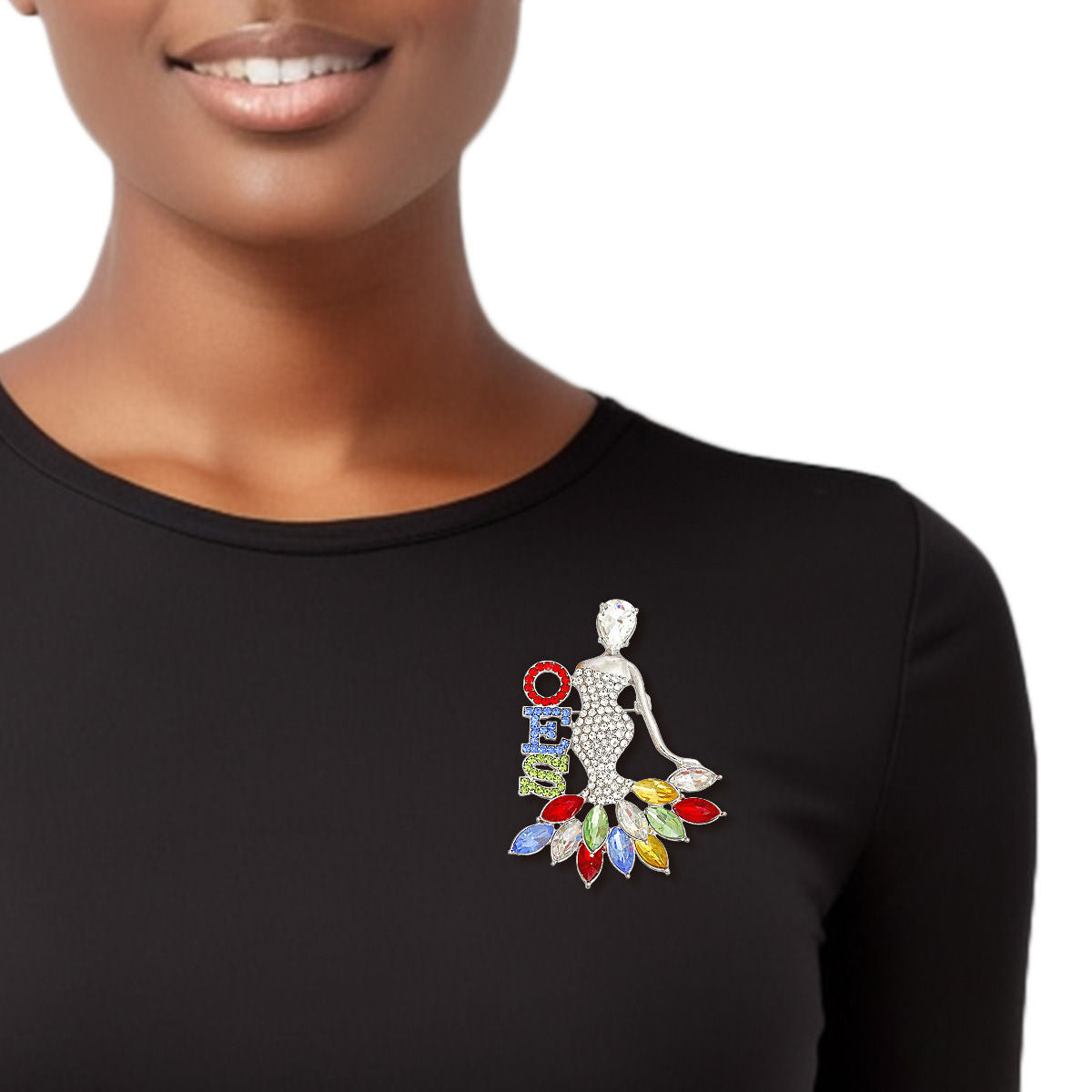 OES Sorority Inspired  Elegant Dress Woman Silver Brooch - Eastern Star