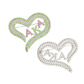 AKA Alpha Kappa Alpha Sorority Heart Pink Green Bling Pin Brooch Women