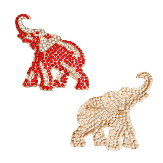 DST Delta Sigma Theta Sorority Gold and Red Full Elephant Brooch