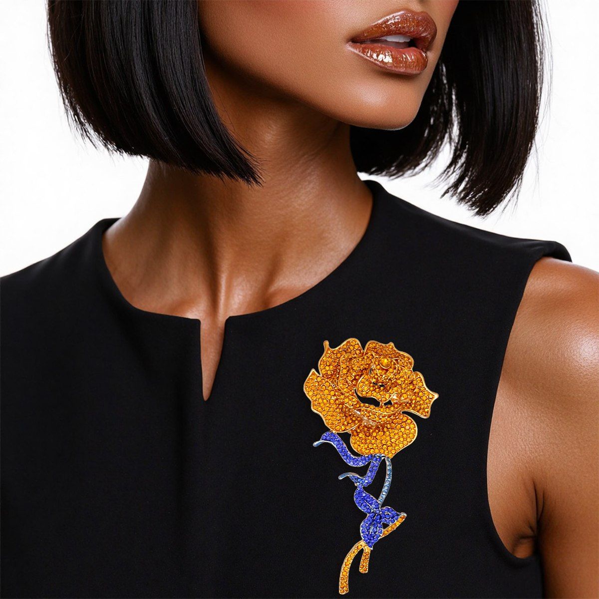 SGRHO Sisterhood Sparkle Gold Rose Blooming Brooch