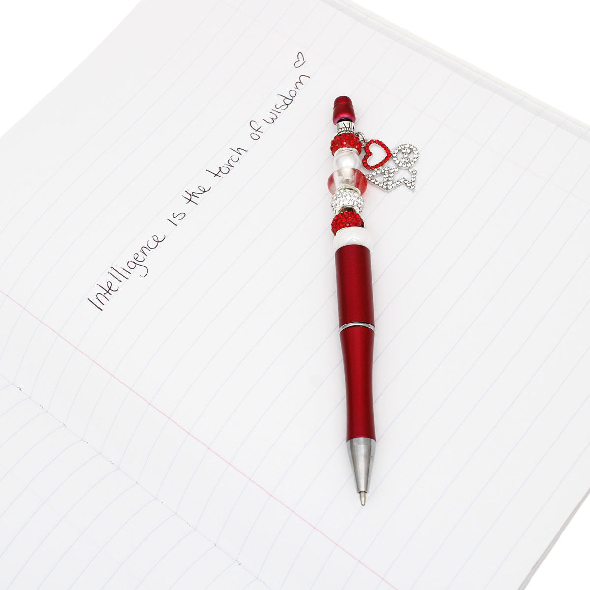 Delta Sigma Theta DST Sorority Bling Bead and Charm Red Pen