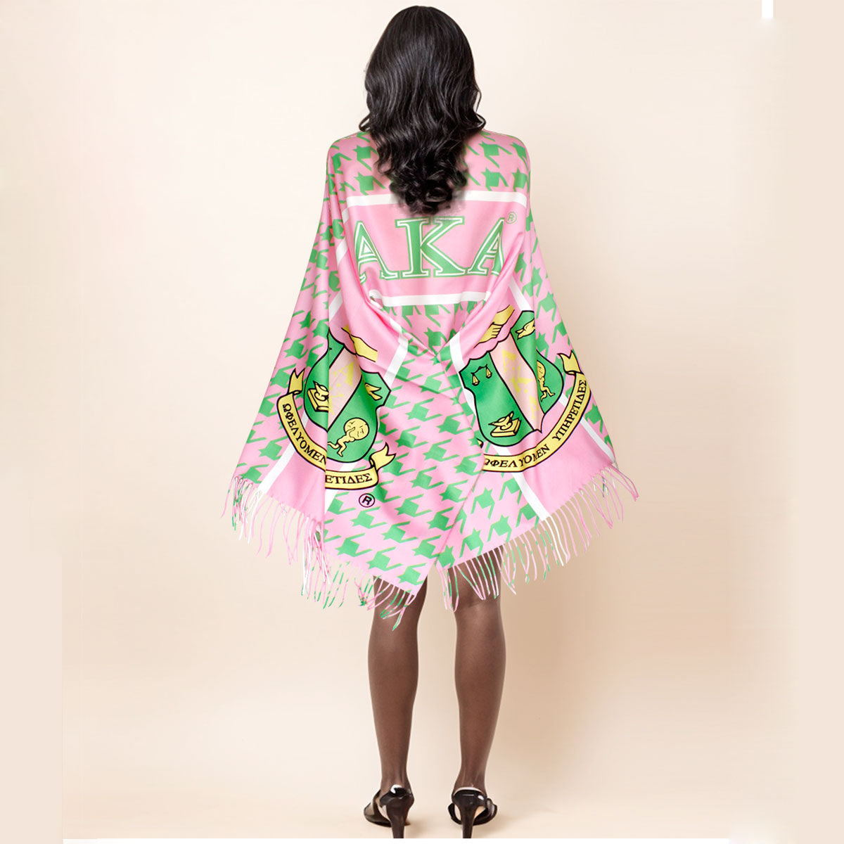 AKA Pink Green Houndstooth Fashion Shawl Scarf Alpha kappa Alpha