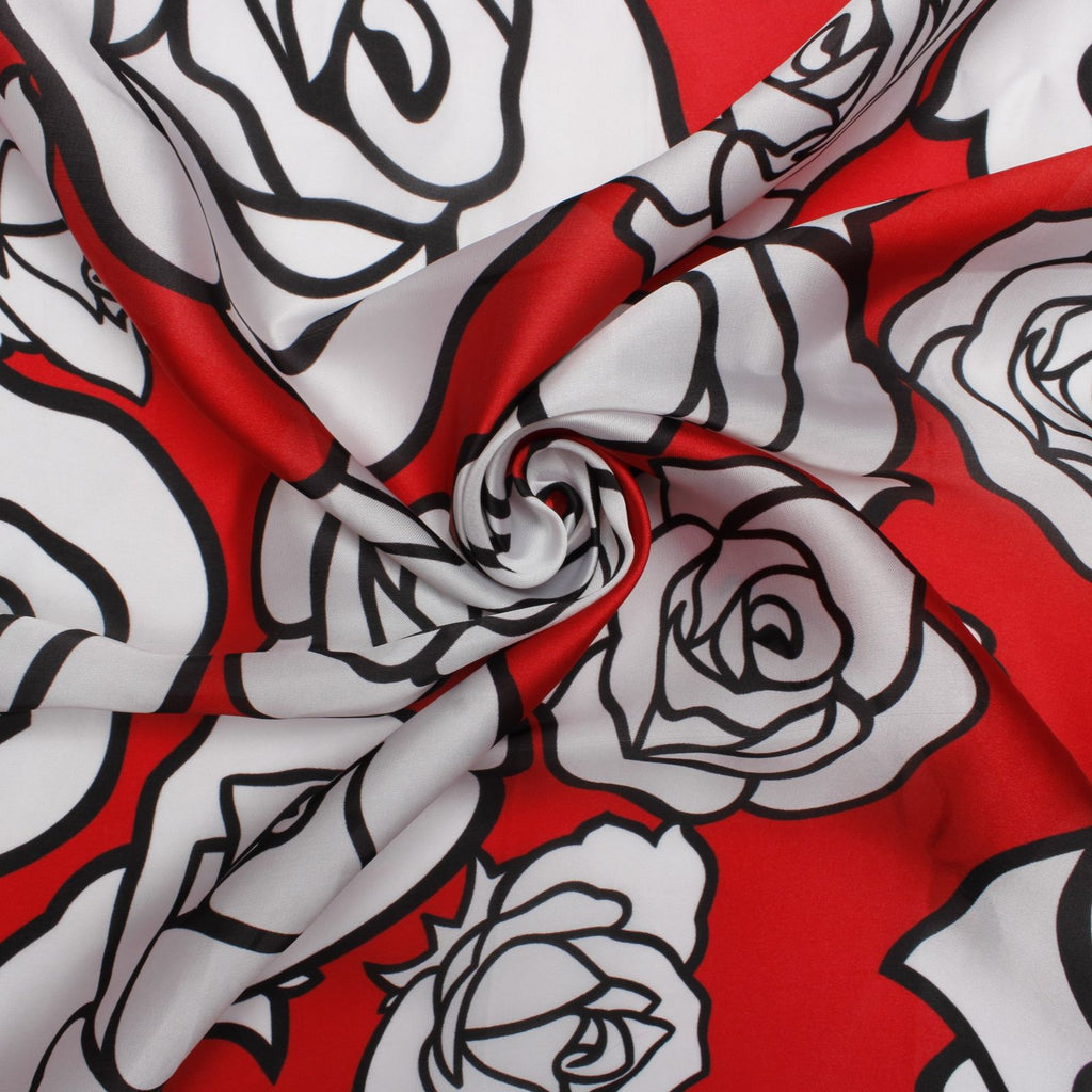 DST Red and White Rose Square Sorority Scarf