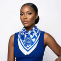 ZPB Blue and White Leopard Square Sorority Scarf