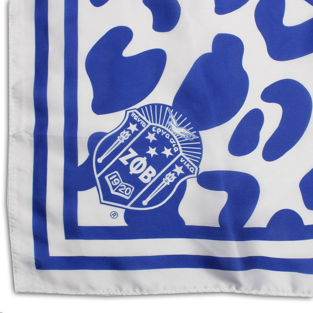 ZPB Blue and White Leopard Square Sorority Scarf