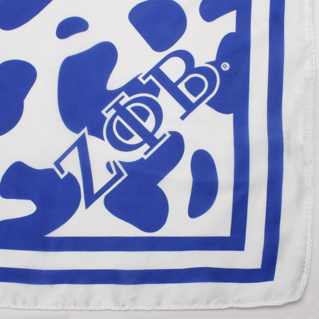 ZPB Blue and White Leopard Square Sorority Scarf