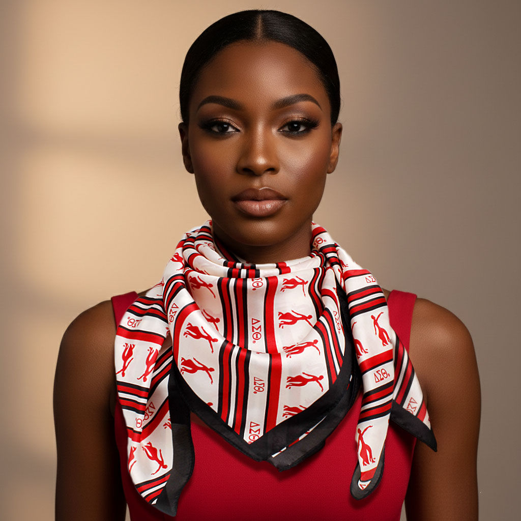 DST Red and Cream Fortitude Sorority Square Scarf