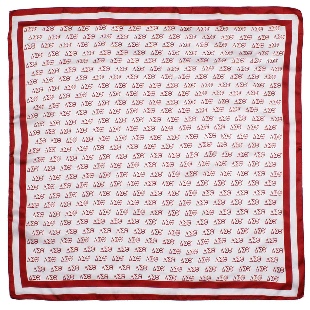 DST Red and White Greek Square Sorority Scarf