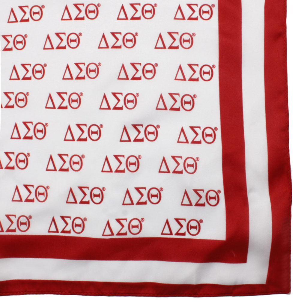 DST Red and White Greek Square Sorority Scarf