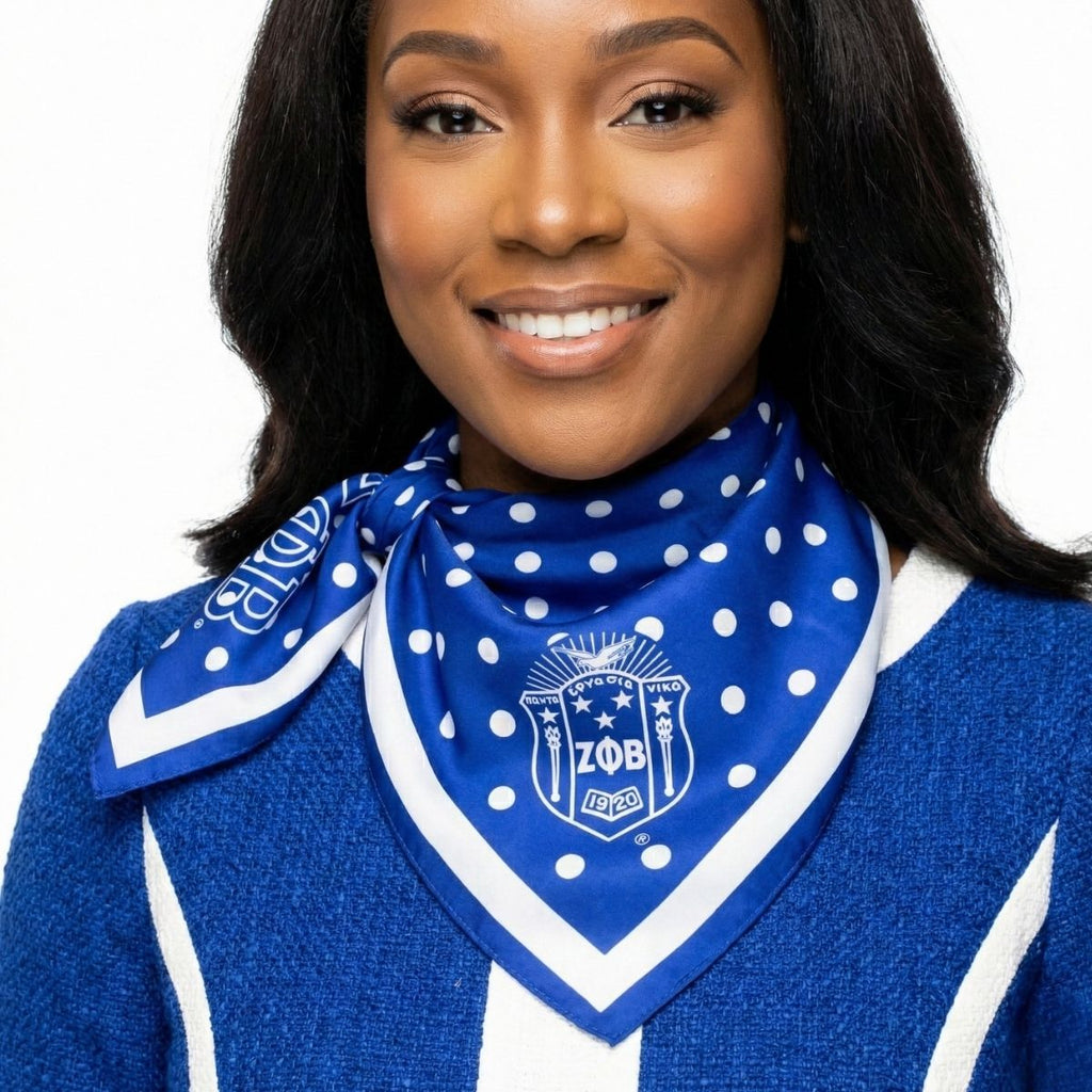 ZPB Blue and White Polka Dot Square Sorority Scarf
