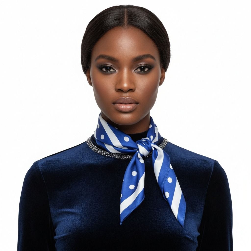 ZPB Blue and White Polka Dot Square Sorority Scarf