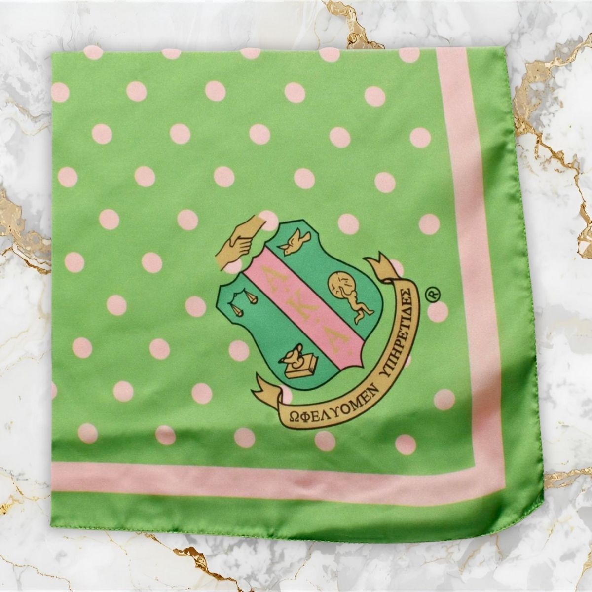 AKA Green Polka Dot Square Sorority Scarf