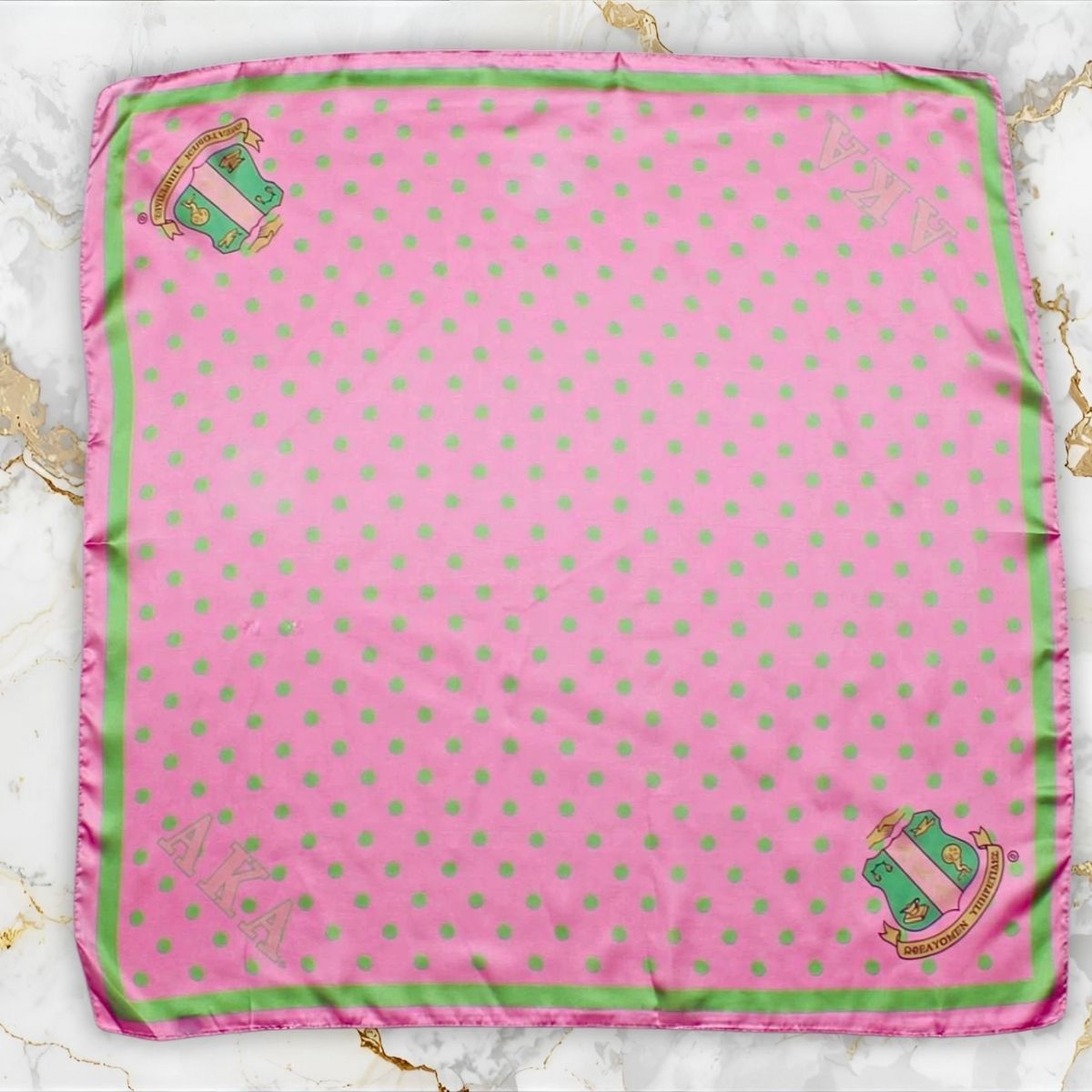 AKA Pink Polka Dot Square Sorority Scarf
