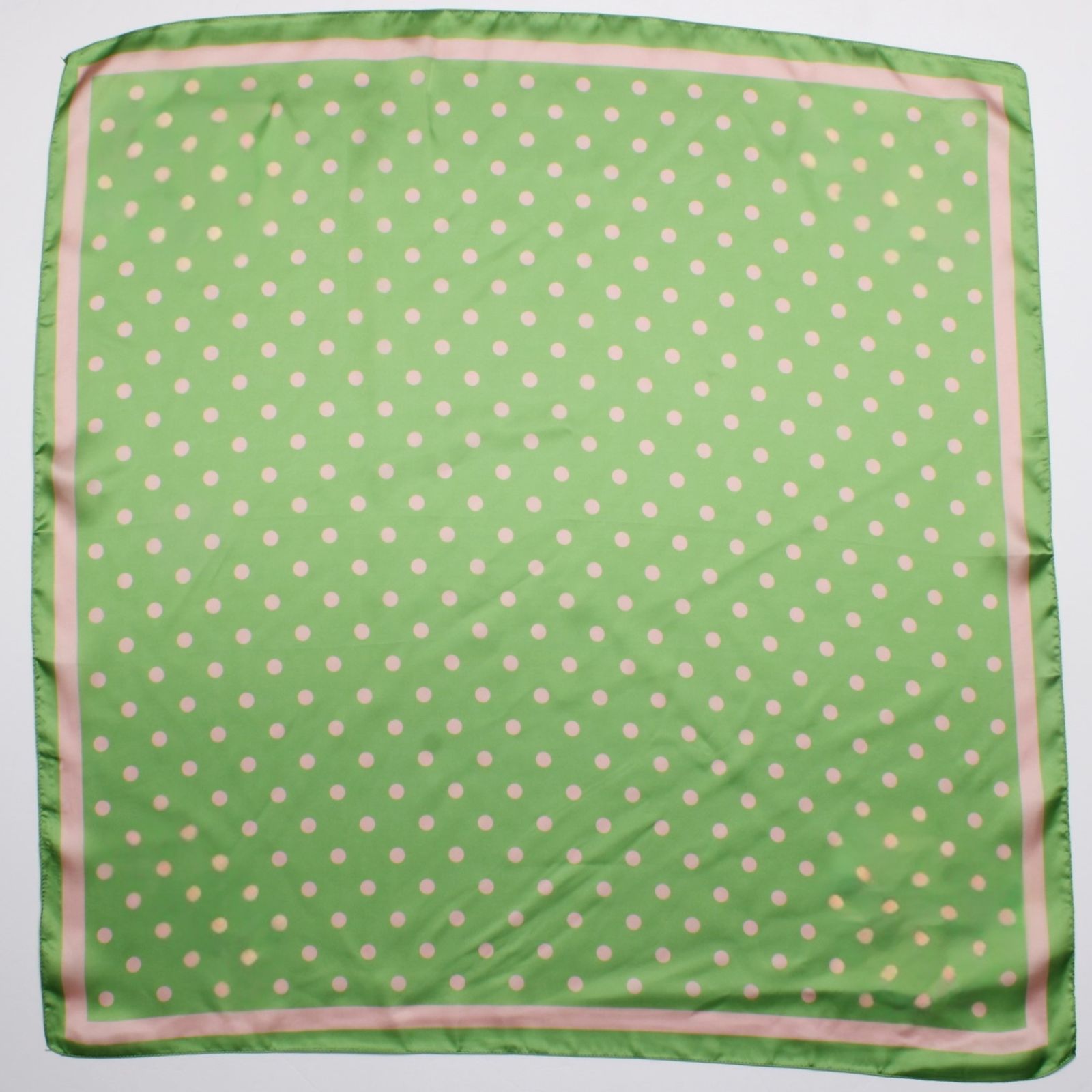 Green and Pink Polka Dot Silky Square Scarf AKA