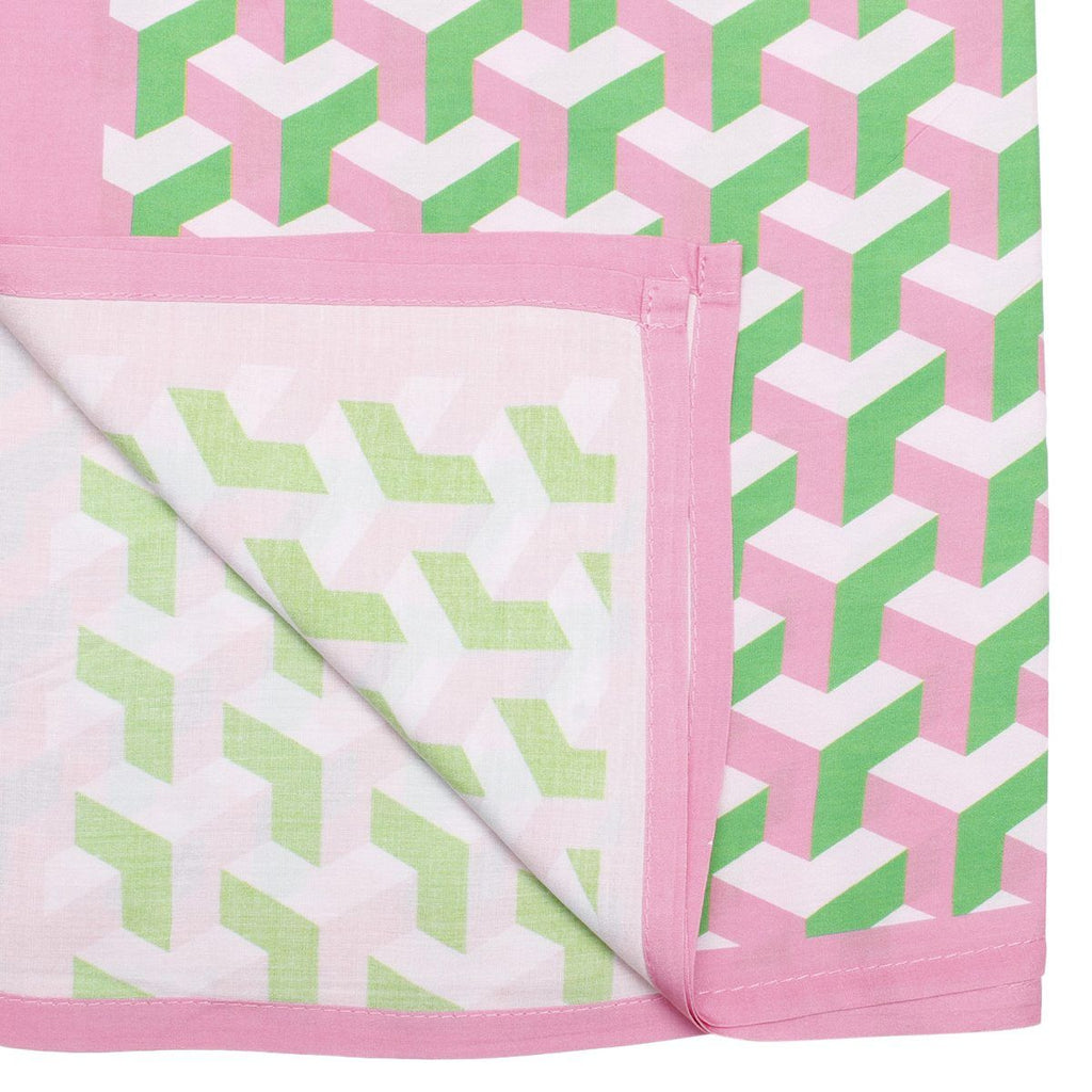 Kimono Pink Green Block Print AKA Women